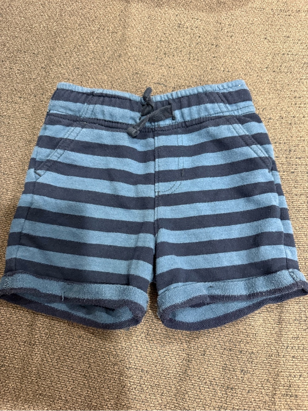 Cat & Jack Navy and Light Blue Striped Terry Shorts